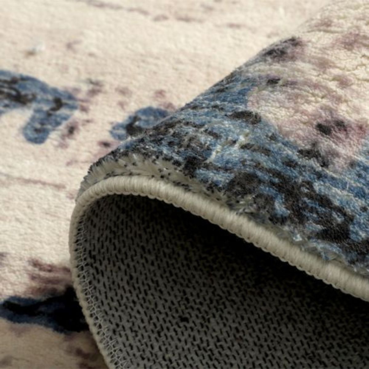 Anini Blue Modern Distressed Machine Washable Rug | Hamptons Home