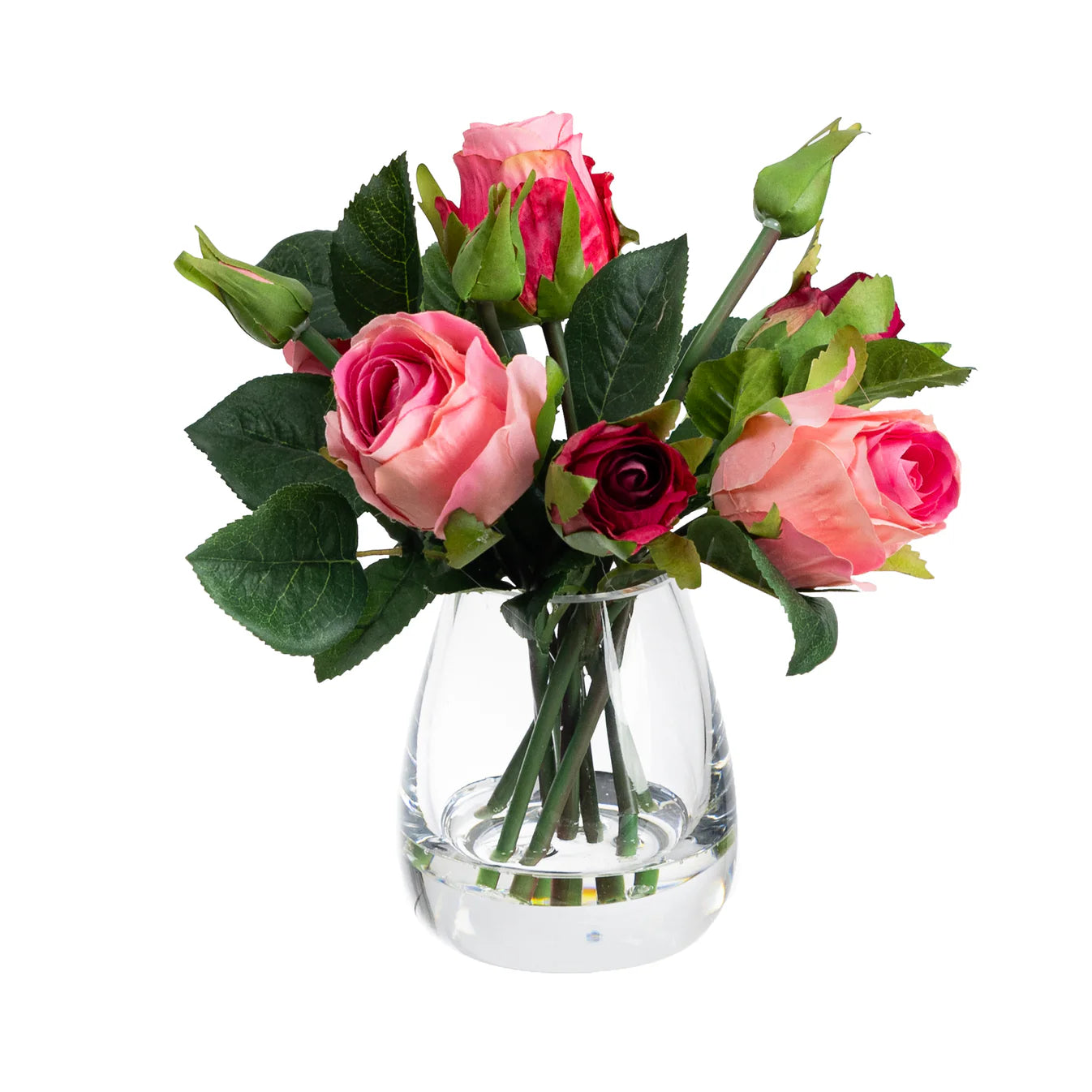 Rose Arrangement in Glass Pink 25cm H