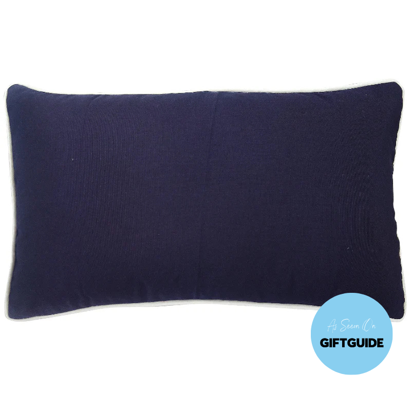 KIRRA Dark Blue and White Panel Plain Outdoor Cushion | Hamptons Home | Hamptons Home