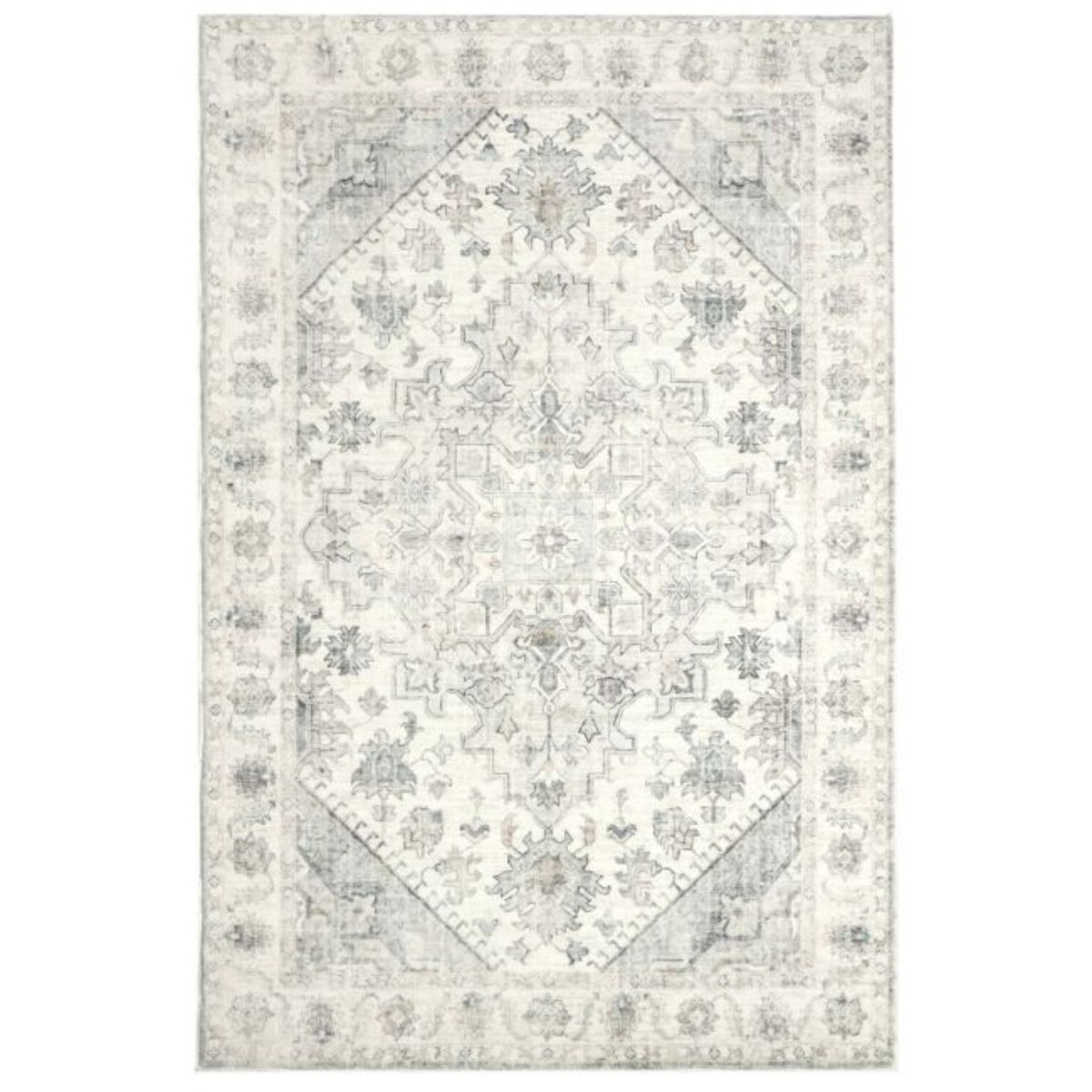 Santiago Grey Traditional Machine Washable Rug