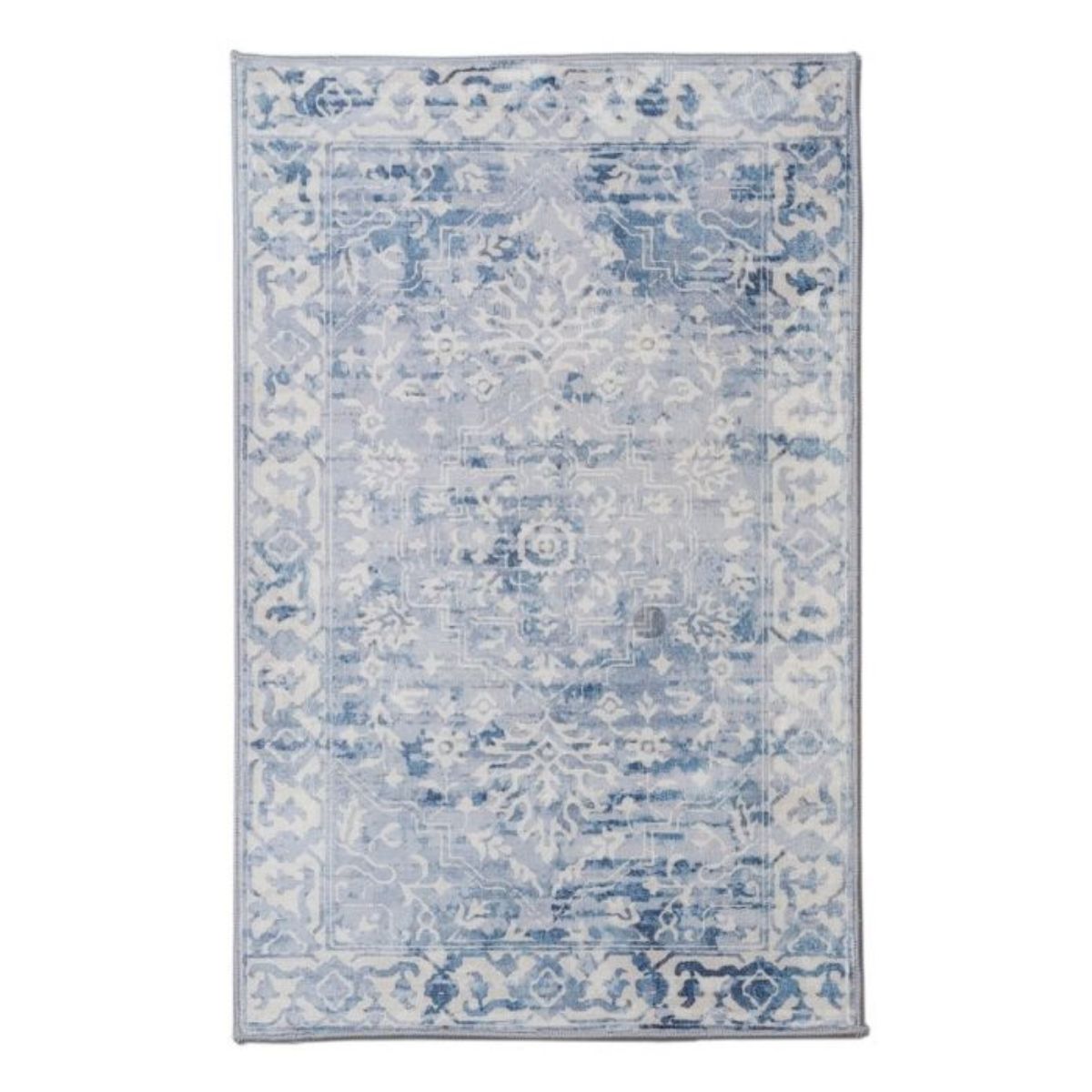 Shay Blue Traditional Distressed Machine Washable Rug | Hamptons Home