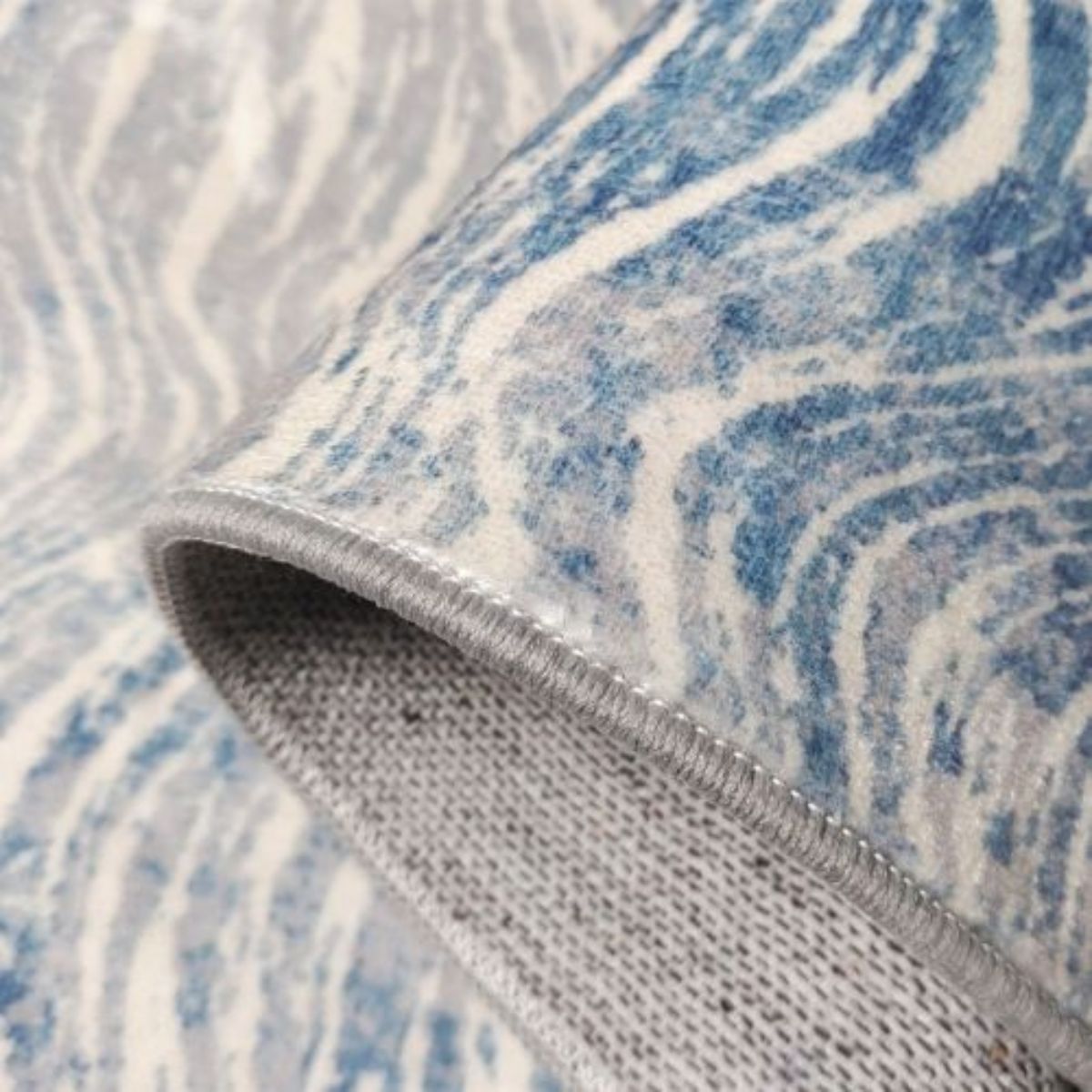 Shikhar Blue Modern Distressed Machine Washable Rug | Hamptons Home