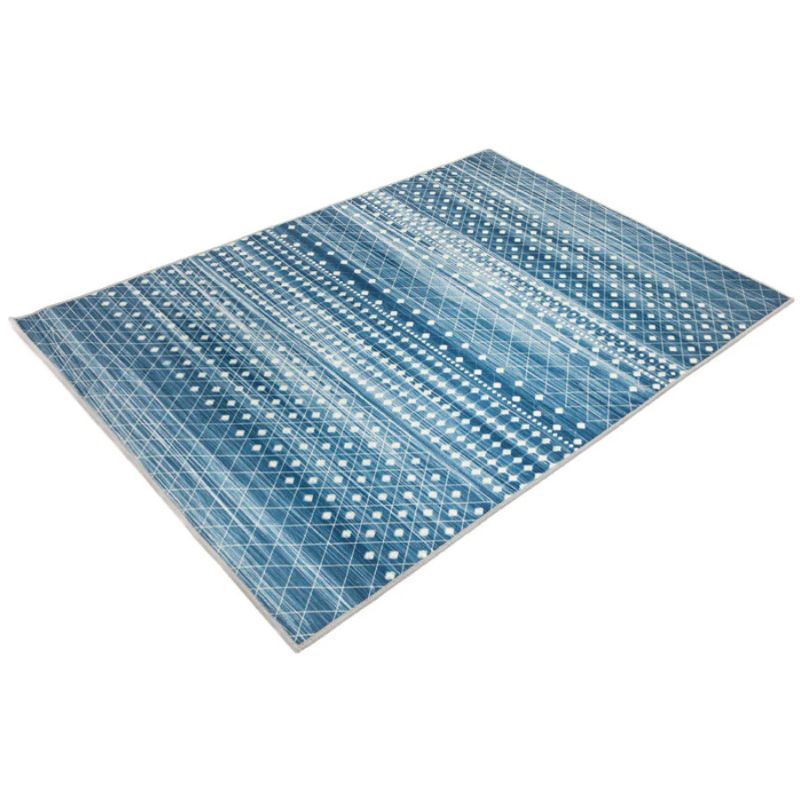 Subarashi Blue Modern Distressed Non Slip Rug | Hamptons Home