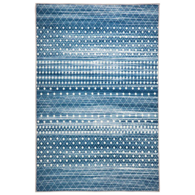 Subarashi Blue Modern Distressed Non Slip Rug | Hamptons Home