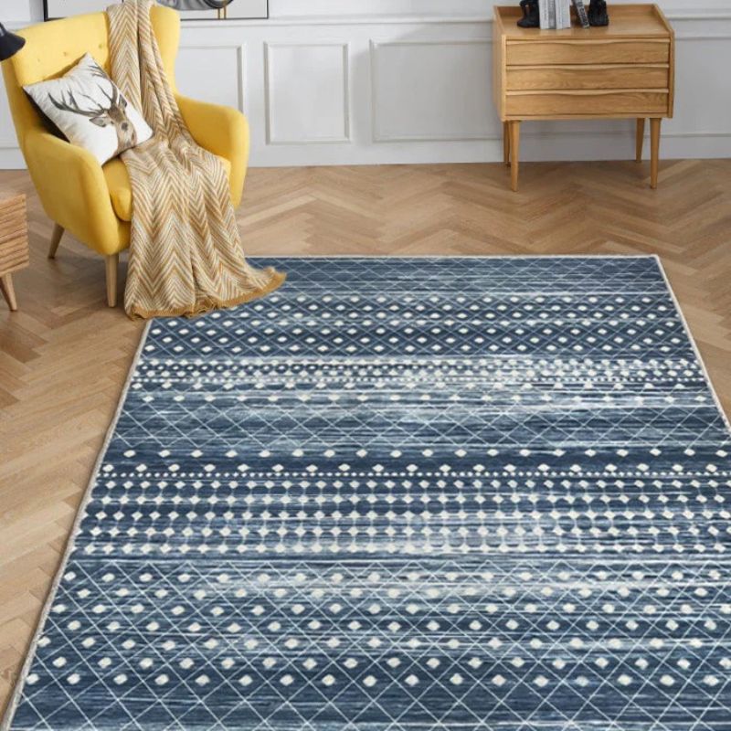 Subarashi Blue Modern Distressed Non Slip Rug | Hamptons Home
