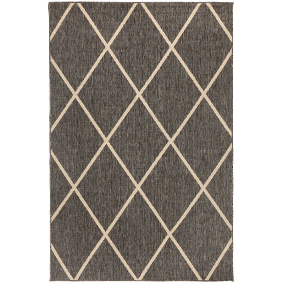Tucson Grey Diamond Pattern Indoor Outdoor Rug