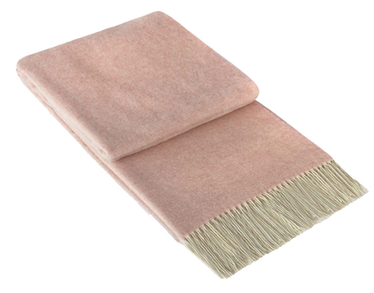 Astor Blush Cashmere and Superfine Merino Wool Throw Blanket Online | Hamptons Home