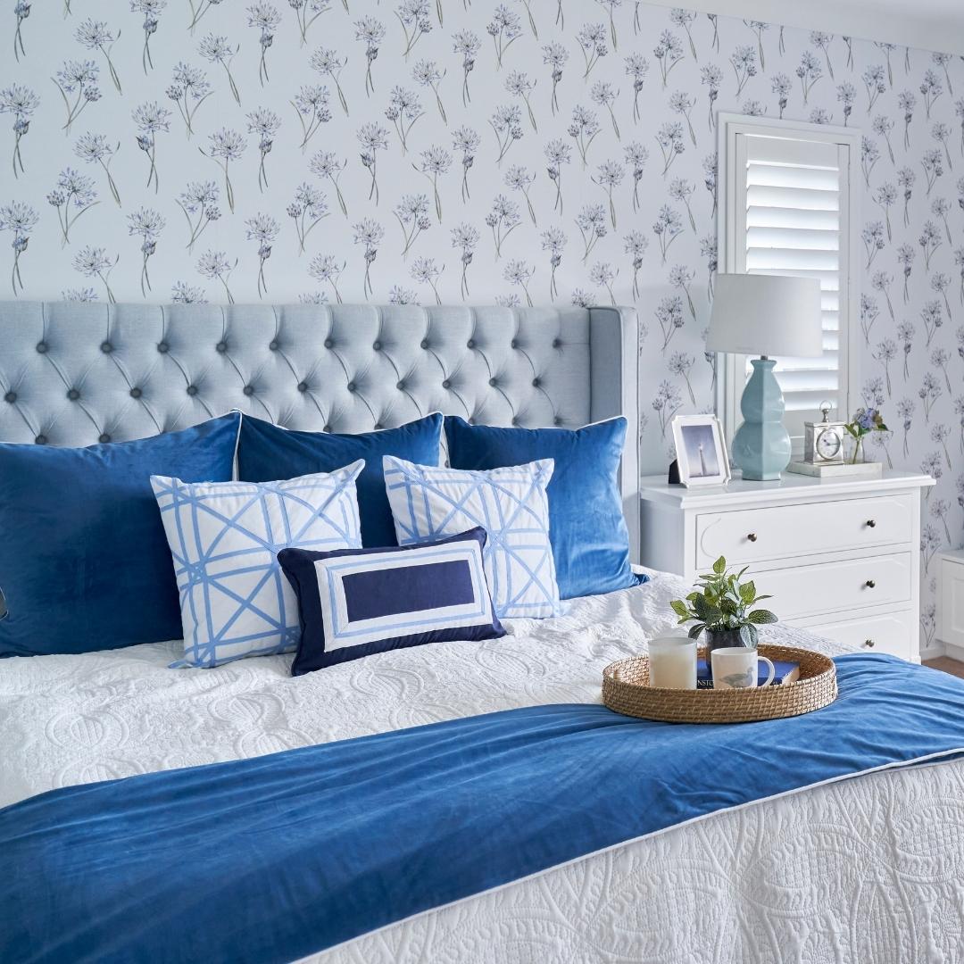 AVALON Dark Blue Border Cushion Cover 30 cm by 50 cm | Hamptons Home