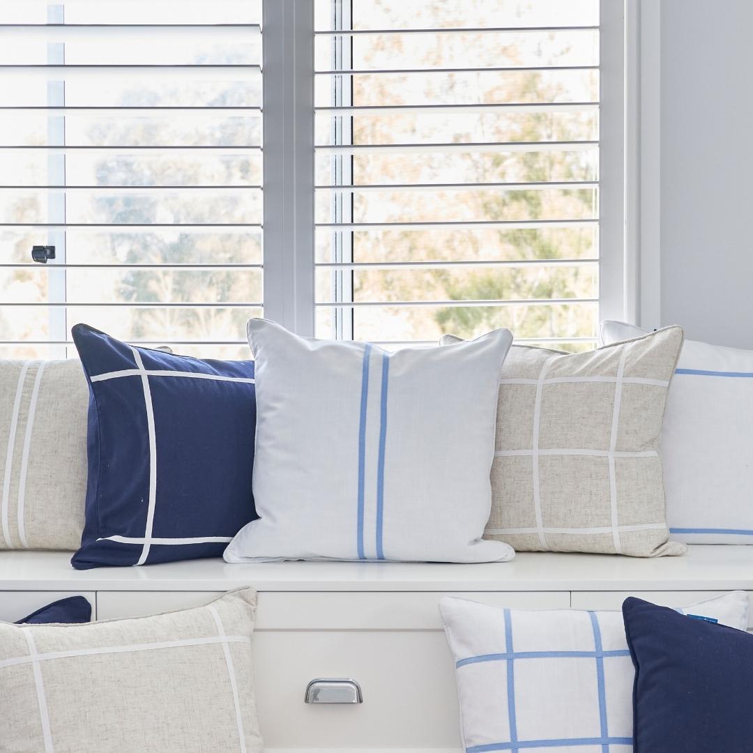 VISTA Twin Stripe Blue and White Cushion Cover | Hamptons Home