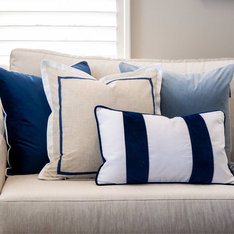 GRANGE Dark Blue Premium Velvet Cushion Cover  | Hamptons Home | Hamptons Home