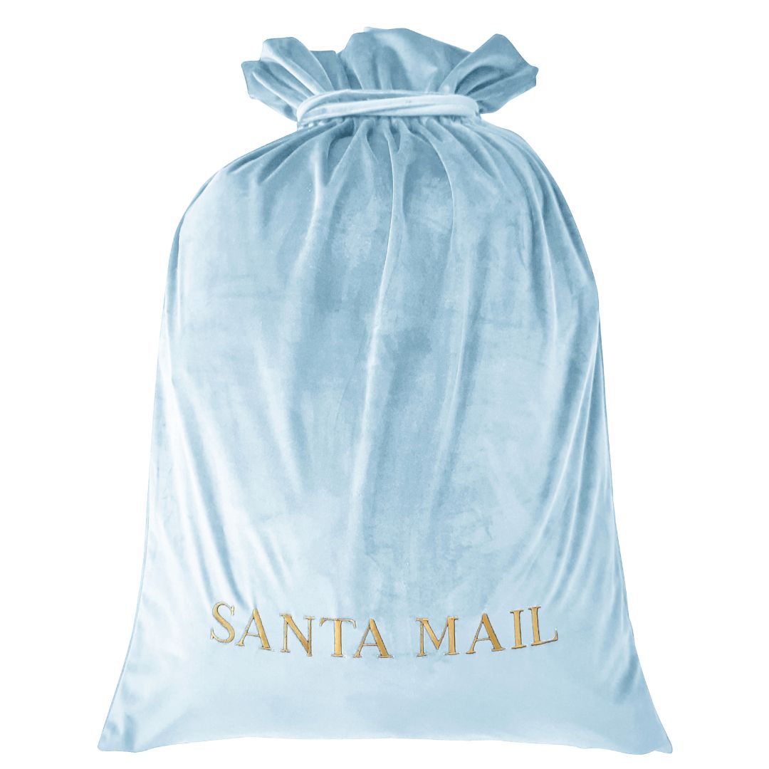 Luxury Personalised Velvet Santa Sack Sky Blue | Hamptons Home | Hamptons Home