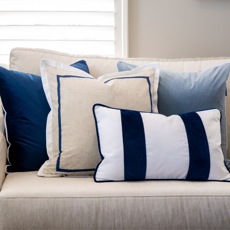 GRANGE Dark Blue Premium Velvet Cushion Cover | Hamptons Home | Hamptons Home