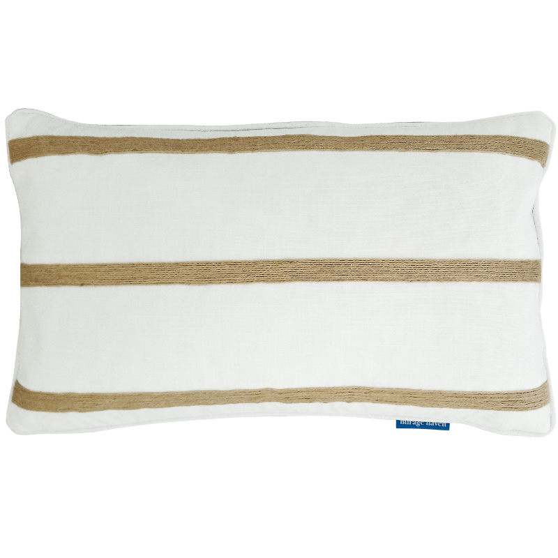 Mirage Haven INDEE White and Hemp Stripe Cushion Cover | Hamptons Home | Hamptons Home
