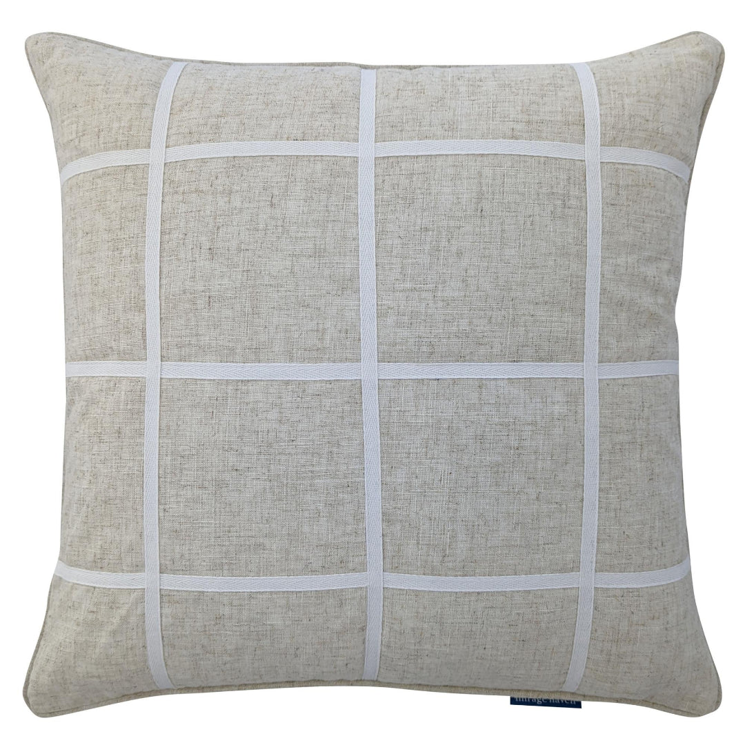 VISTA Linen and White Criss Cross Cushion Cover | Hamptons Home
