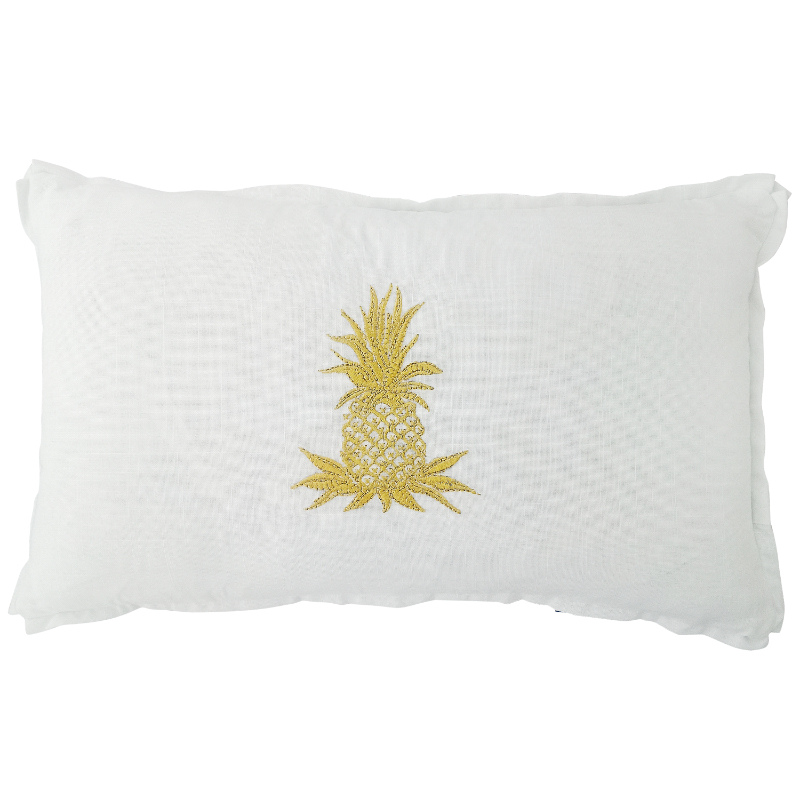 HABANA White and Gold Pineapple Cushion Cover | Hamptons Home