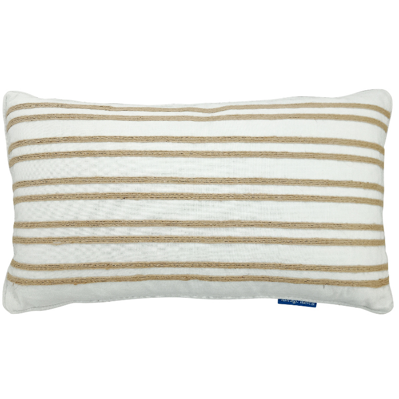 INDEE White and Hemp Double Stripe Cushion Cover | Hamptons Home | Hamptons Home