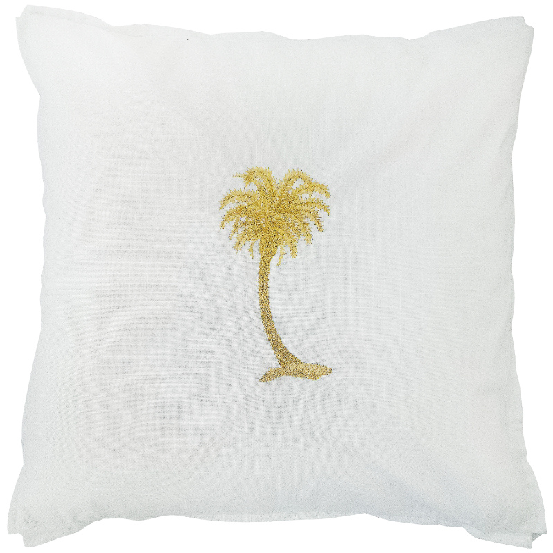 HABANA White and Gold Palm Tree Cushion Cover | Hamptons Home