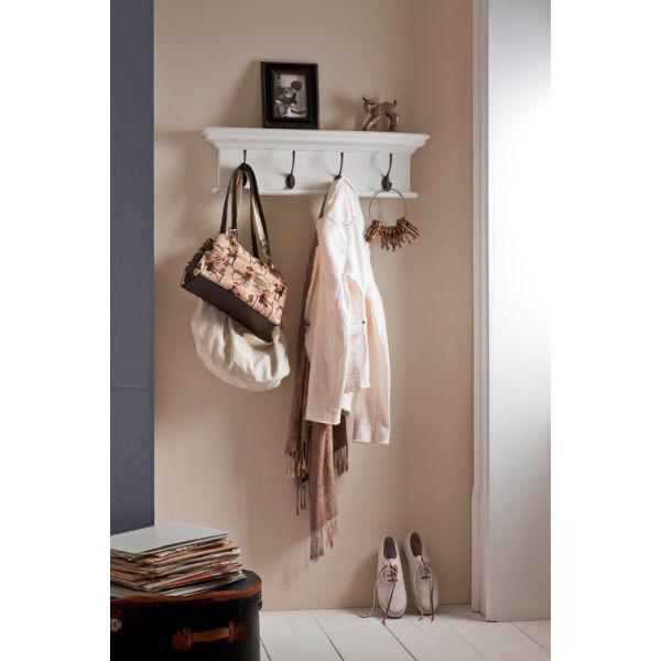 Nova Solo Halifax 4 Hook Wall Rack White | Hamptons Home | Hamptons Home