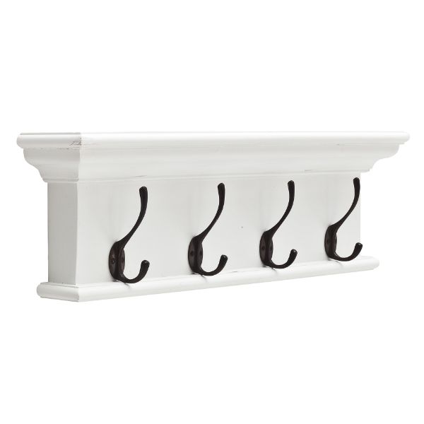 Nova Solo Halifax 4 Hook Wall Rack White | Hamptons Home | Hamptons Home