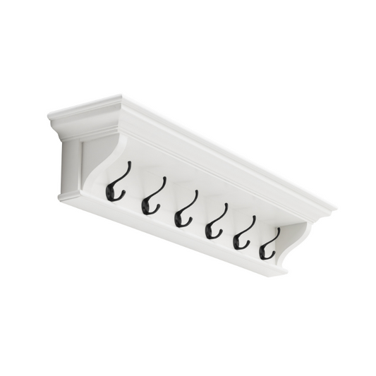 Hamptons Home 6 Hook Coat Rack 100 cm White | Hamptons Home