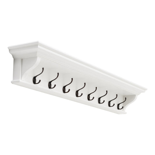 Hamptons Home 8 Hook Coat Rack 130 cm White | Hamptons Home