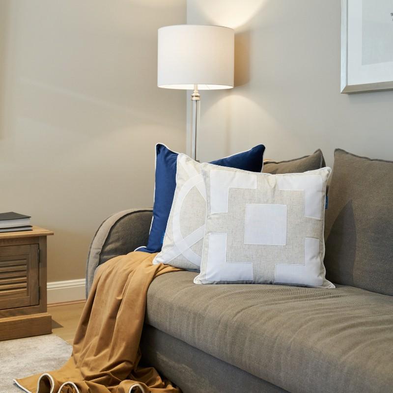 EASTWOOD Silver Linen and White Cushion Cover | Hamptons Home | Hamptons Home