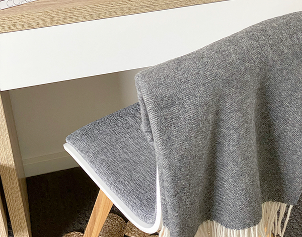 Hampton Dark Grey Merino Wool Blend Throw Blanket Online | Hamptons Home