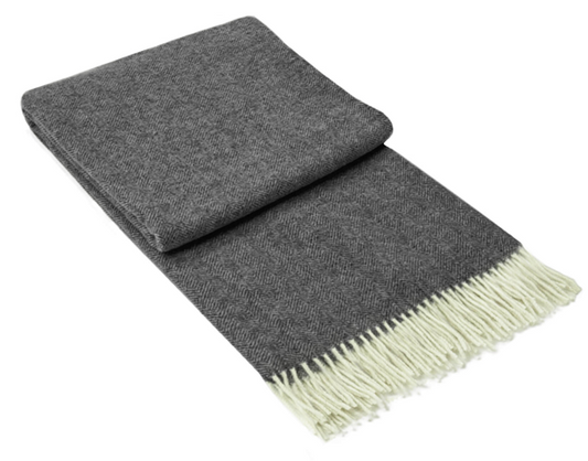 Hampton Dark Grey Merino Wool Blend Throw Blanket Online | Hamptons Home