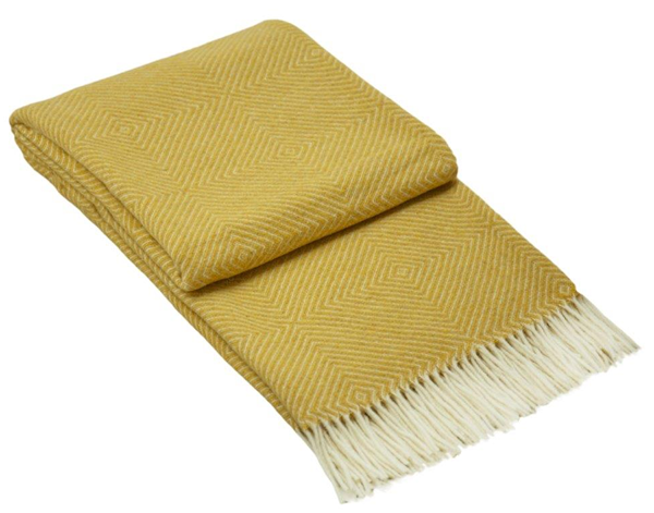 Hampton Mustard Merino Wool Blend Throw Blanket Online | Hamptons Home