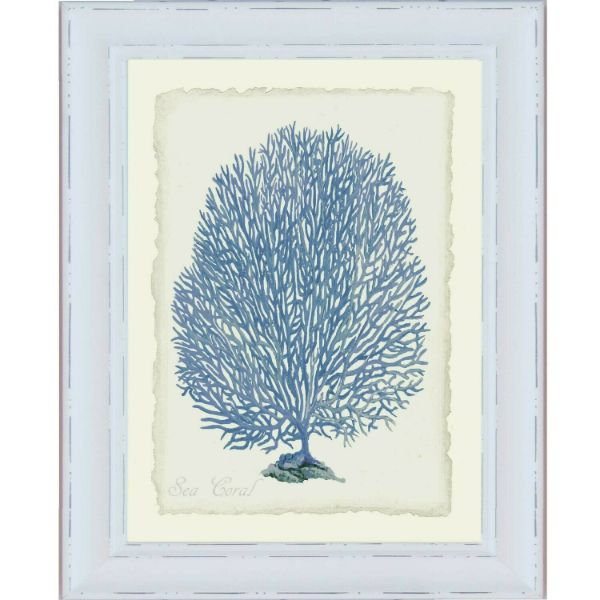 Blue Coral White Framed Wall Art (Design 4) | Hamptons Home | Hamptons Home