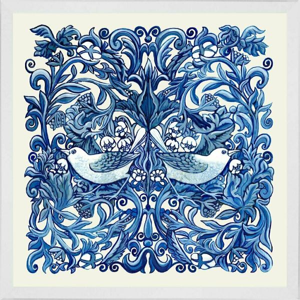 Blue and White Bird Panel Framed Wall Art | Hamptons Home | Hamptons Home