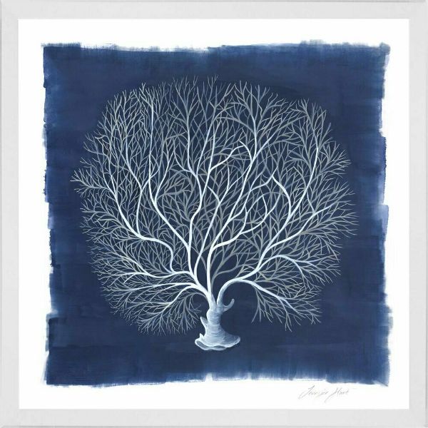 Deep Blue Sea Corals White Framed Wall Art | Hamptons Home | Hamptons Home