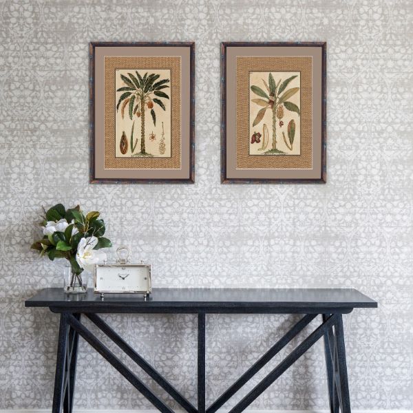 Hamptons Home Dark Rattan Banana Palm Framed Artwork | Hamptons Home