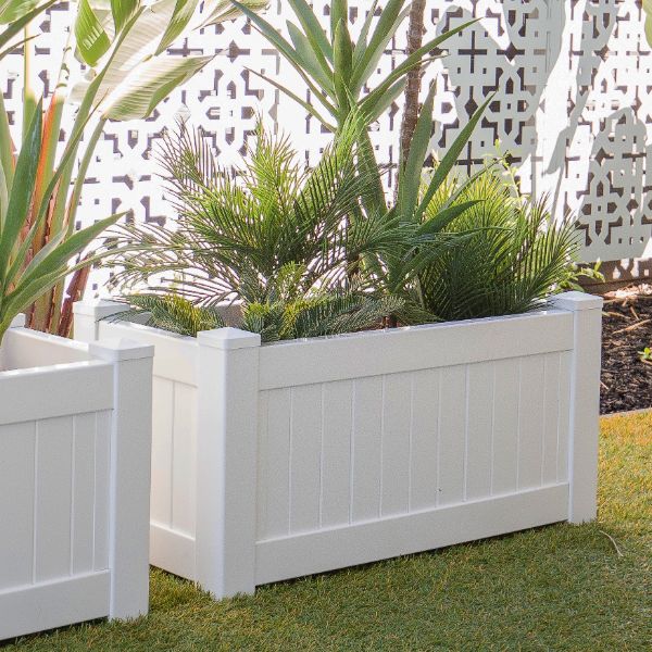 Hamptons Style White Planter Box PVC Rectangle | Hamptons Home | Hamptons Home