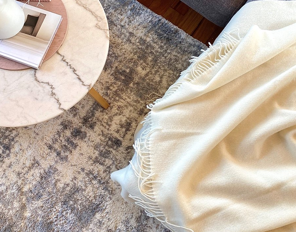 Astor Ivory Cashmere and Superfine Merino Wool Throw Blanket Online | Hamptons Home