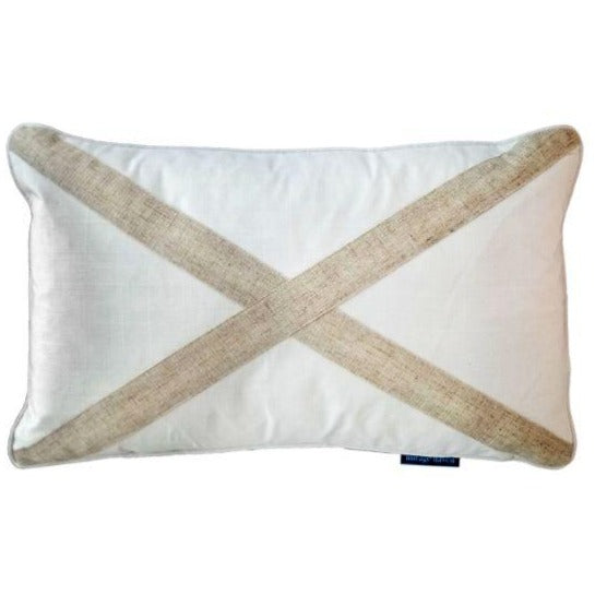 EASTWOOD Silver Linen Cross Cushion Cover | Hamptons Home | Hamptons Home