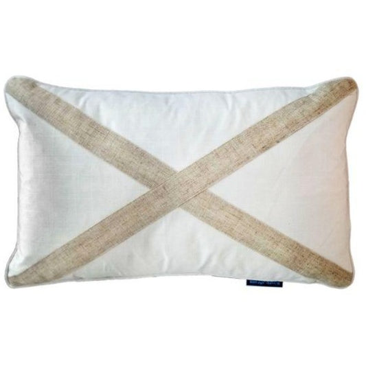 EASTWOOD Silver Linen Cross Cushion Cover | Hamptons Home | Hamptons Home