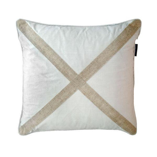 EASTWOOD Silver Linen Cross Cushion Cover | Hamptons Home | Hamptons Home