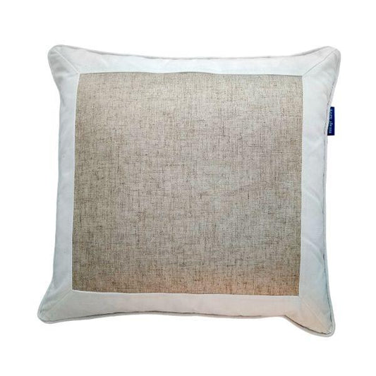 EASTWOOD Silver Linen and White Border Cushion Cover | Hamptons Home | Hamptons Home