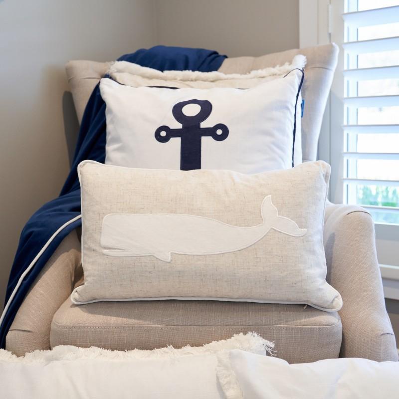 Whale Linen and White Kids Cushion Cover | Hamptons Home | Hamptons Home