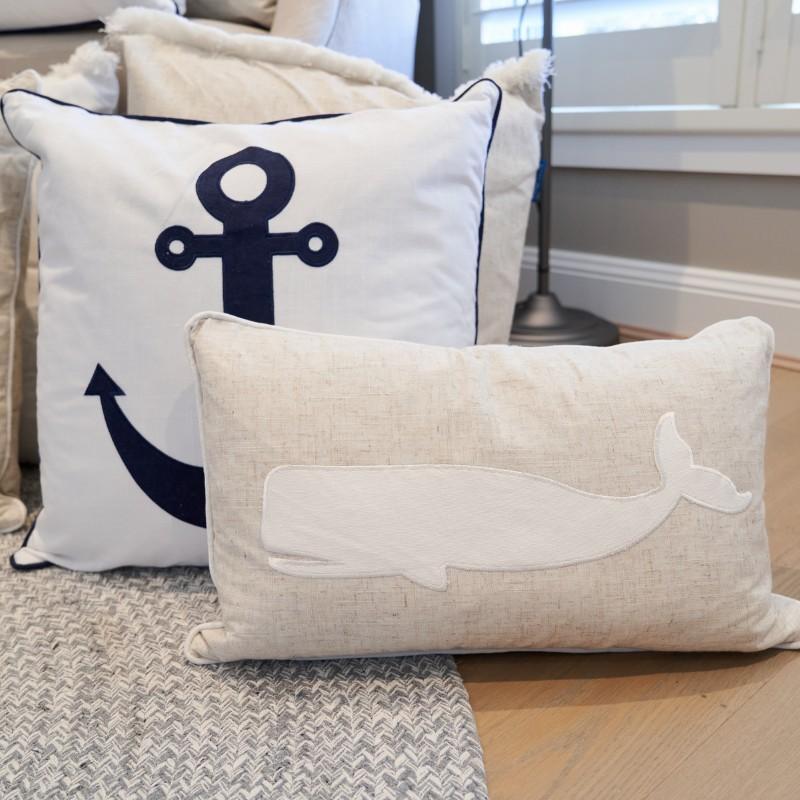 Whale Linen and White Kids Cushion Cover | Hamptons Home | Hamptons Home