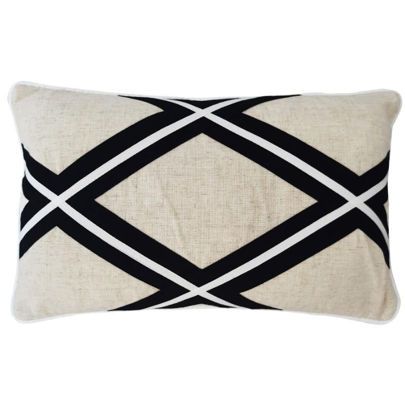 MILROY Black Stripes and Silver Jute Cushion Cover | Hamptons Home | Hamptons Home