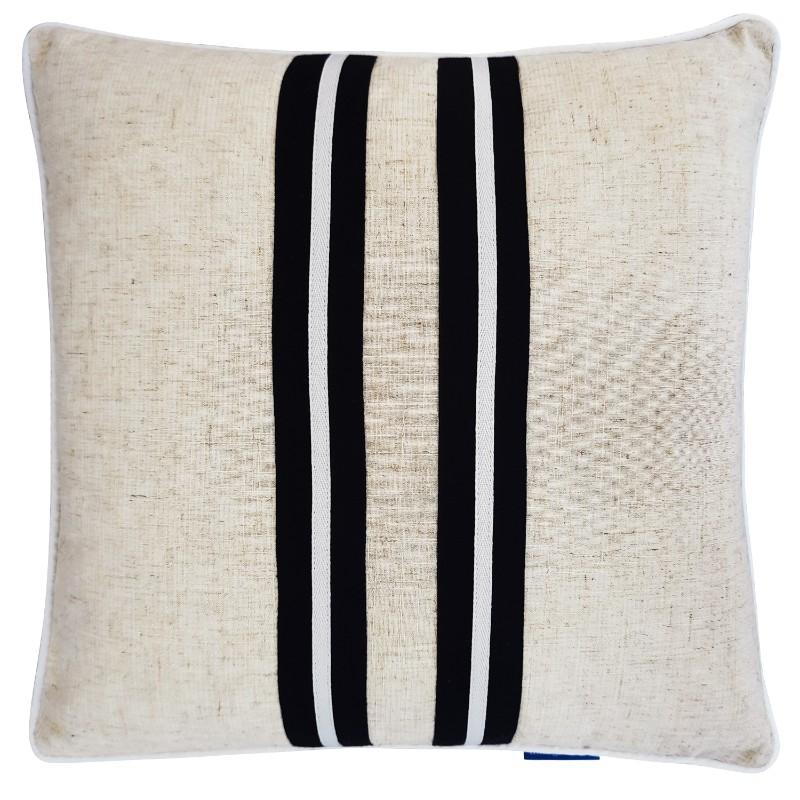 MILROY Twin Stripe Black Stripes and Silver Jute | Hamptons Home