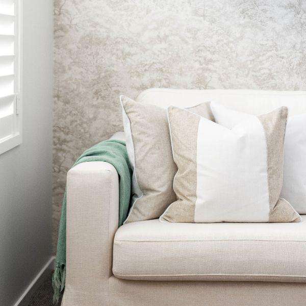 EASTWOOD Silver Linen and White Panel Cushion Cover | Hamptons Home | Hamptons Home