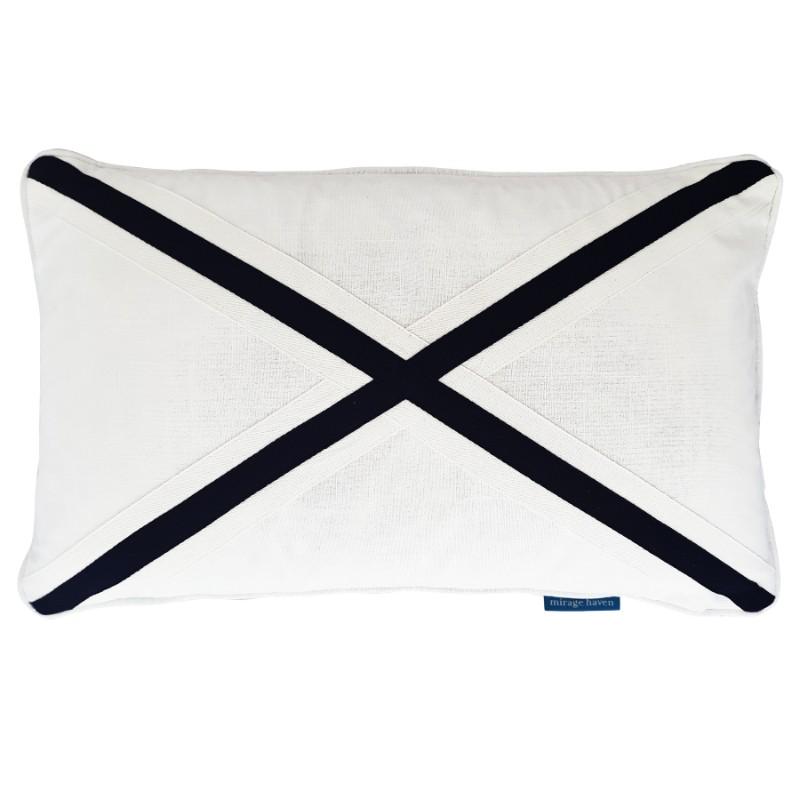 NORTH CAPE Dark Blue and White Cross Cushion Cover | Hamptons Home | Hamptons Home