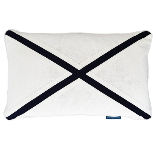 NORTH CAPE Dark Blue and White Cross Cushion Cover | Hamptons Home | Hamptons Home