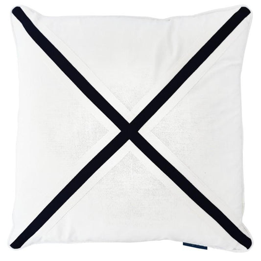 NORTH CAPE Dark Blue and White Cross Cushion Cover | Hamptons Home | Hamptons Home