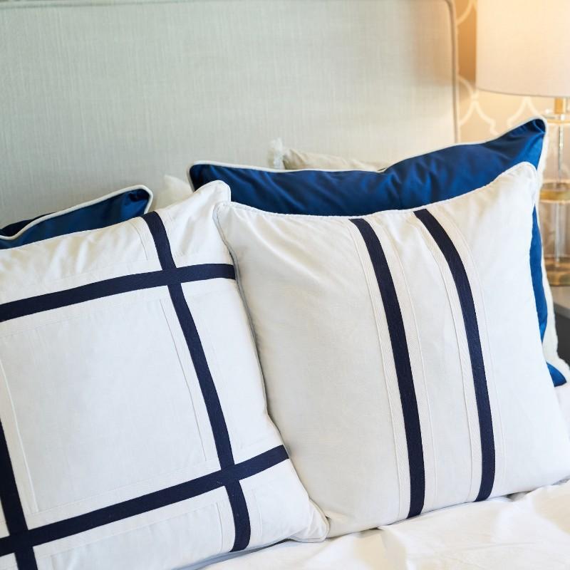 NORTH CAPE Dark Blue and White Twin Strip Cushion Cover| Hamptons Home | Hamptons Home