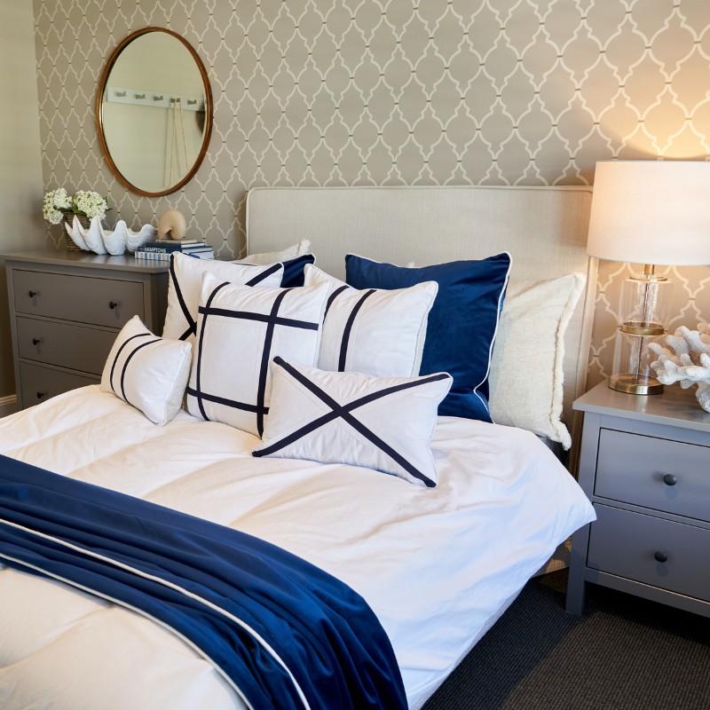 NORTH CAPE Dark Blue and White Cushion Cover | Hamptons Home | Hamptons Home