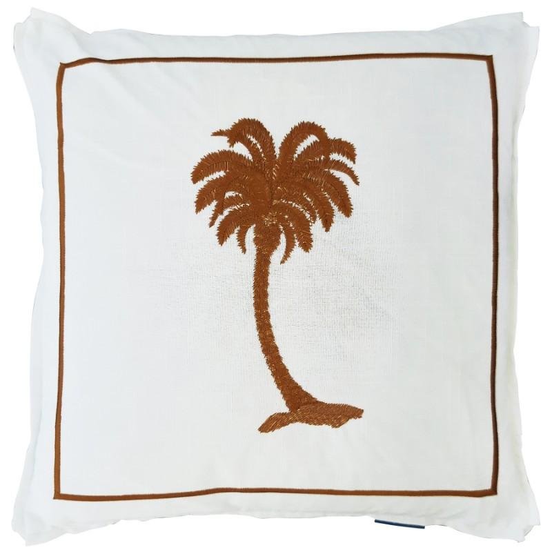 PALM COVE Palm Tree Brown and White Cushion Cover | Hamptons Home | Hamptons Home